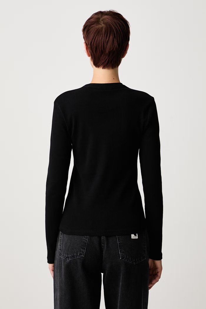 Дрехи Carhartt WIP Блуза с дълги ръкави дамска от памук с еластан Philipa T-Shirt I037165 черен
