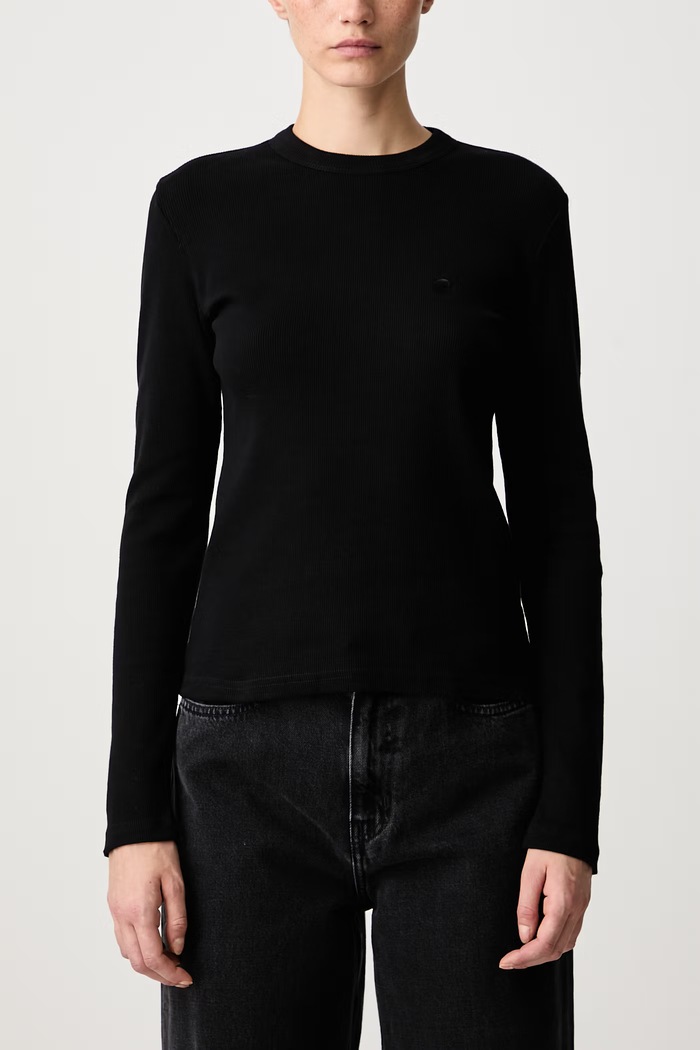 Блуза с дълги ръкави дамска от памук с еластан Philipa T-Shirt Carhartt WIP черен I037165