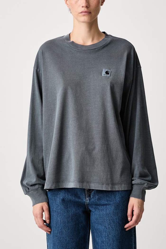 Блуза с дълги ръкави мъжка от памук Nelson T-Shirt Carhartt WIP сив I033052