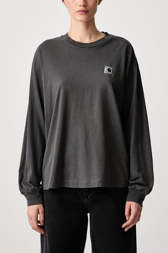 Блуза с дълги ръкави мъжка от памук Nelson T-Shirt Carhartt WIP сив I033052