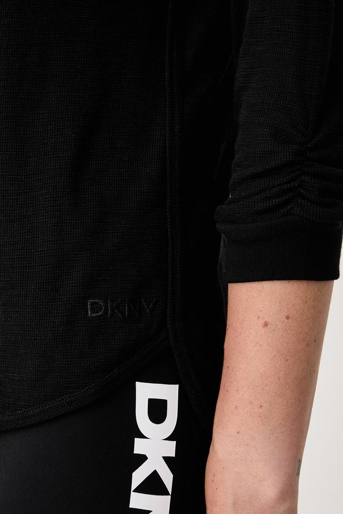 Longsleeve damski z bawełną DKNY czarny DP4T9746