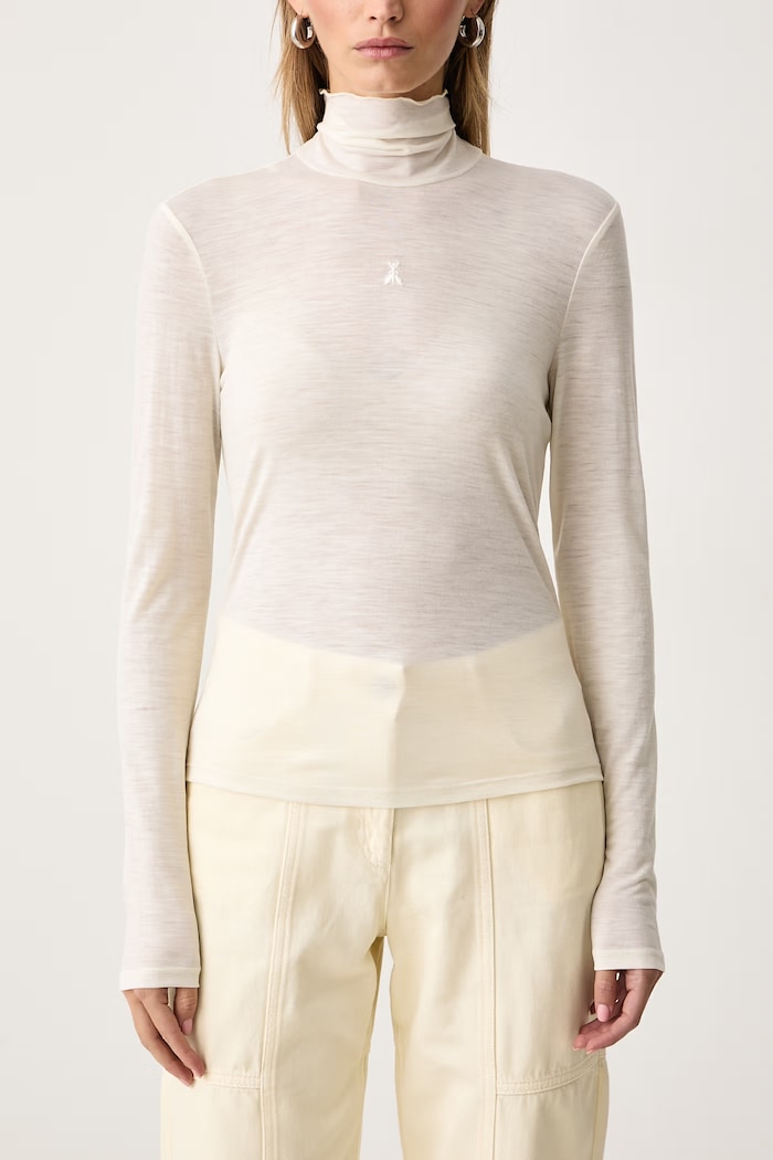 Longsleeve damski wełniany Patrizia Pepe 2M0014.J0084 beżowy