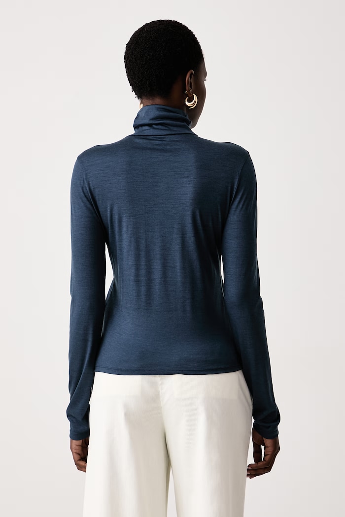 Odzież Patrizia Pepe Longsleeve damski wełniany 2M0014.J0084 niebieski