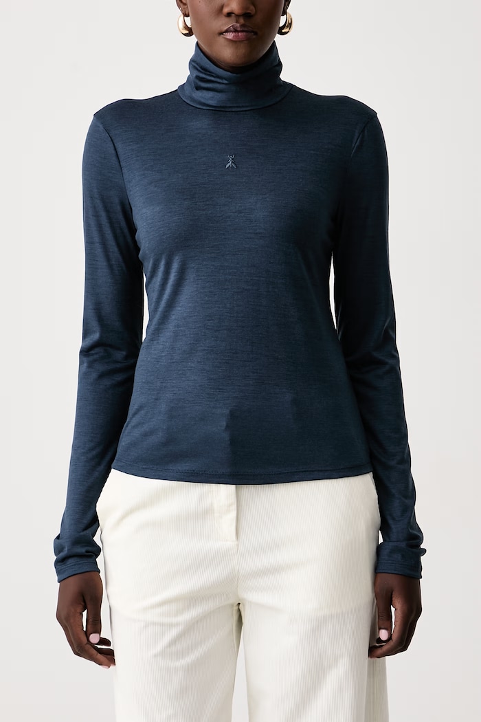 Longsleeve damski wełniany Patrizia Pepe 2M0014.J0084 niebieski