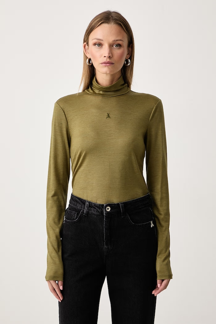 Patrizia Pepe Longsleeve damski wełniany zielony 2M0014.J0084