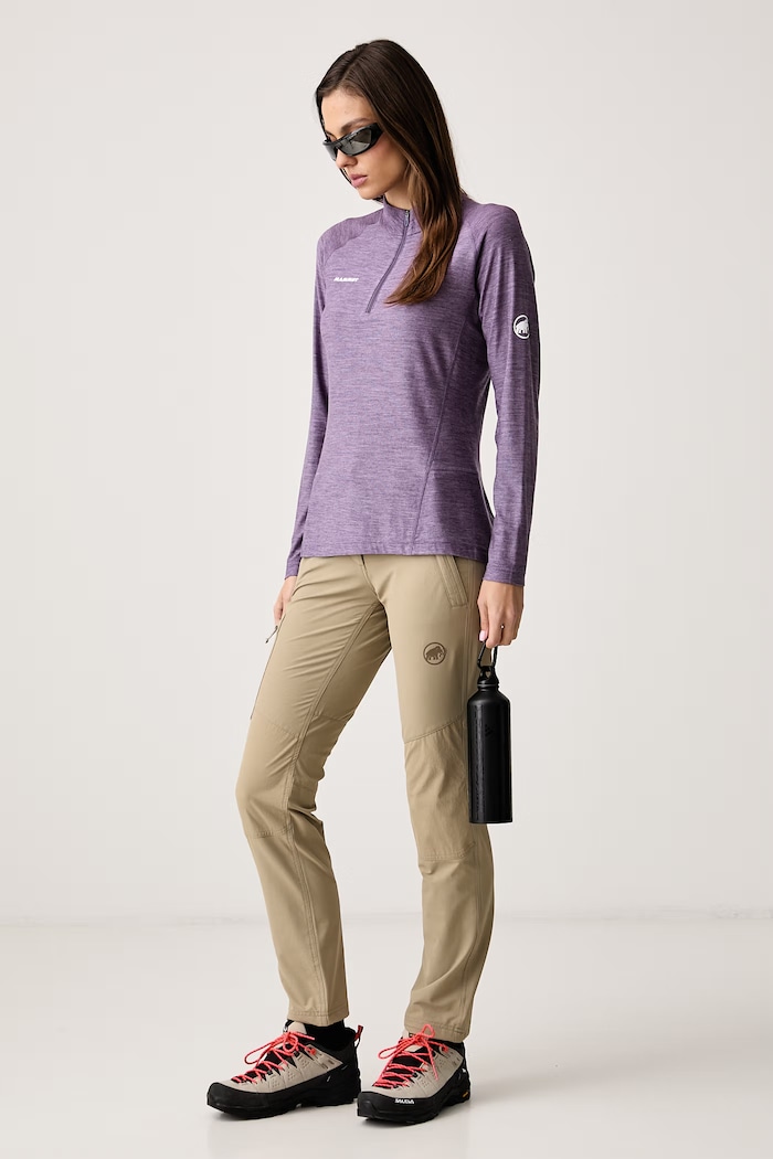 Mammut Longsleeve sportowy damski z dodatkiem wełny Tree Wool Thermal 1016.02400 fioletowy AW26