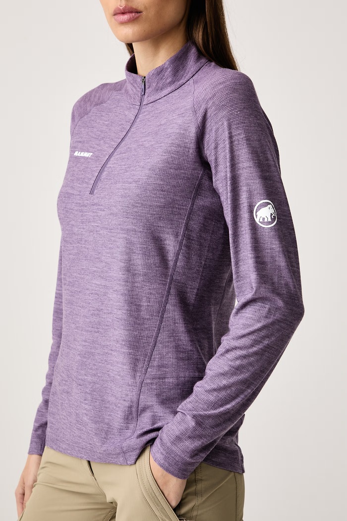 Longsleeve sportowy damski z dodatkiem wełny Tree Wool Thermal Mammut 1016.02400 fioletowy