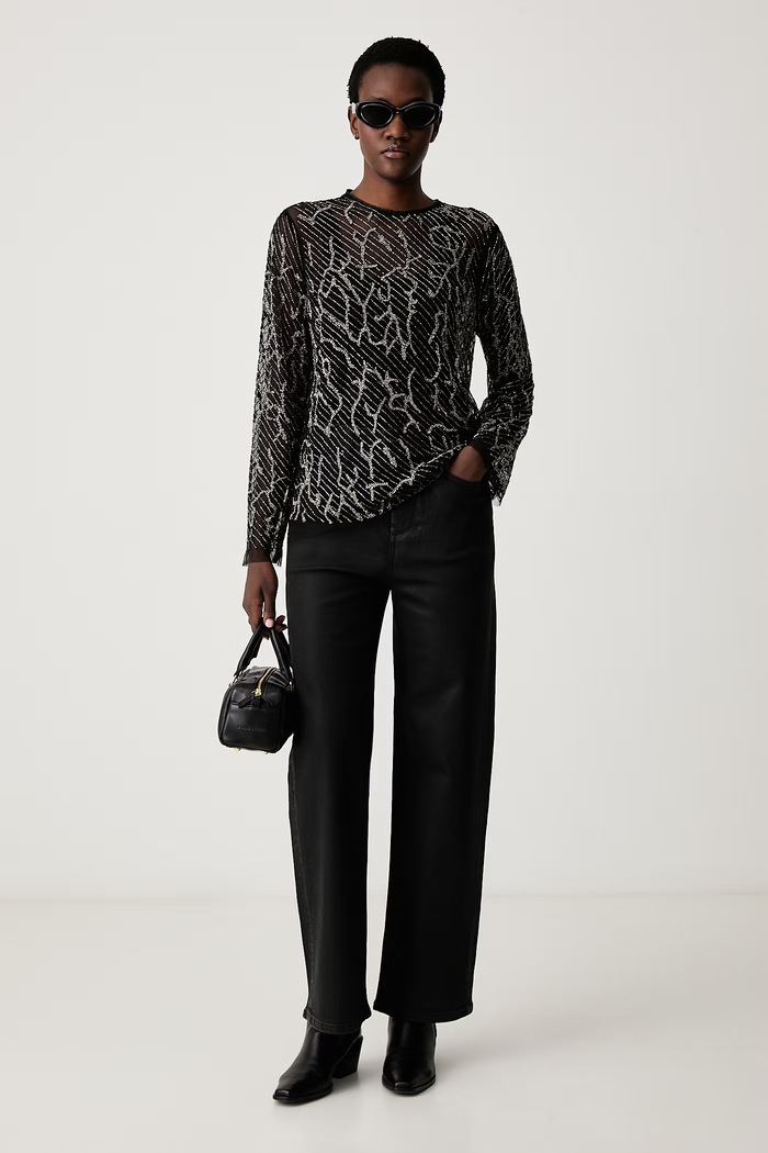 AllSaints Μακρυμάνικο γυναικείο MINTY EMB W004PF μαύρο AW26