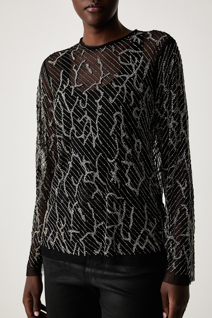 Μακρυμάνικο γυναικείο MINTY EMB AllSaints W004PF μαύρο