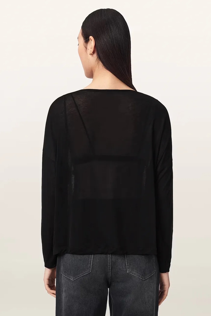 AllSaints Koszulka damska z modalu ATHEA RITA TEE W051JF czarny AW26