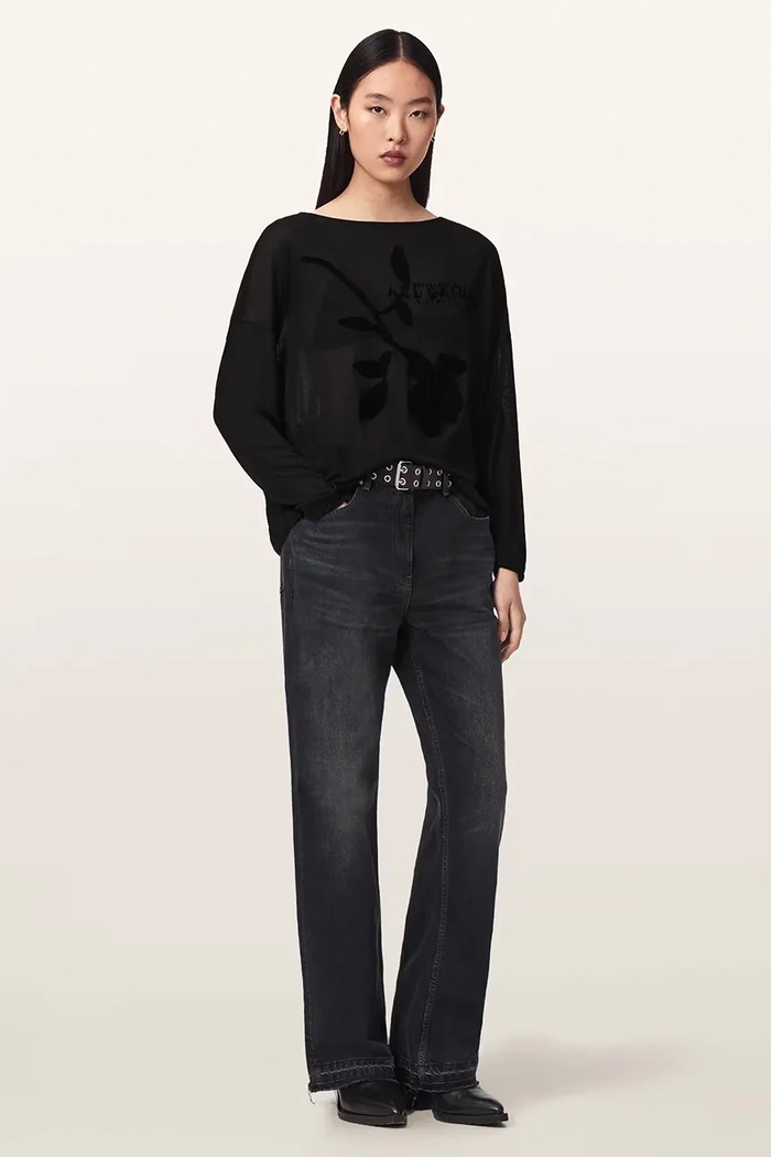 Odzież AllSaints Koszulka damska z modalu ATHEA RITA TEE W051JF czarny