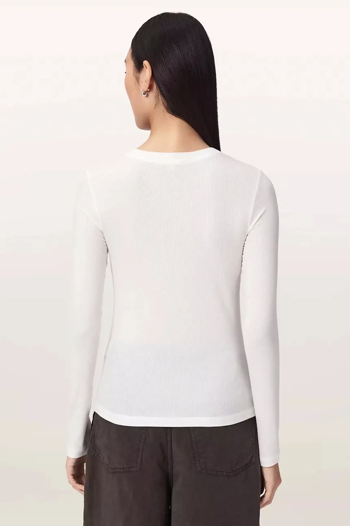 AllSaints Loungwear tričko dámské z modalu STEVIE HAVEN LS TEE W041JF bílá AW26