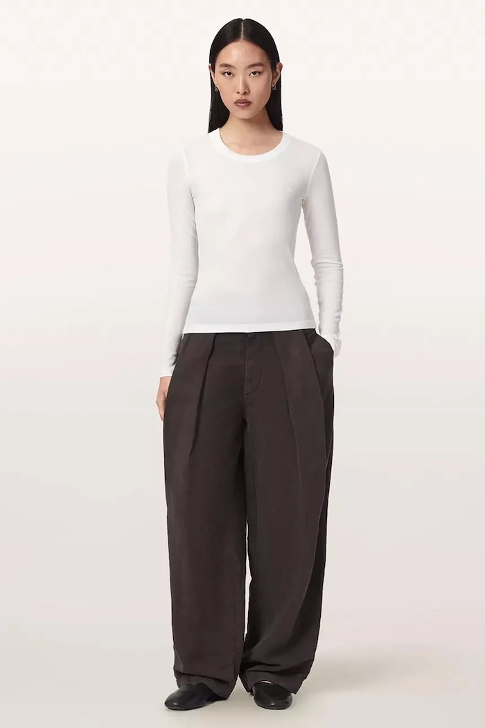 Oblečení AllSaints Loungwear tričko dámské z modalu STEVIE HAVEN LS TEE W041JF bílá