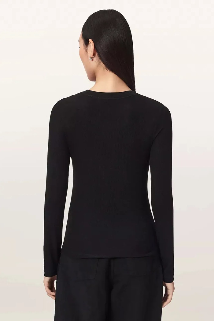 AllSaints Cămașă lougewear pentru femei din modal STEVIE HAVEN LS TEE W041JF negru AW26