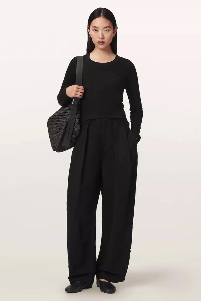 Îmbrăcăminte AllSaints Cămașă lougewear pentru femei din modal STEVIE HAVEN LS TEE W041JF negru
