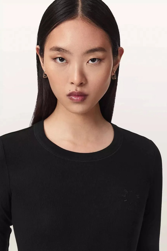 Cămașă lougewear pentru femei din modal STEVIE HAVEN LS TEE AllSaints W041JF negru