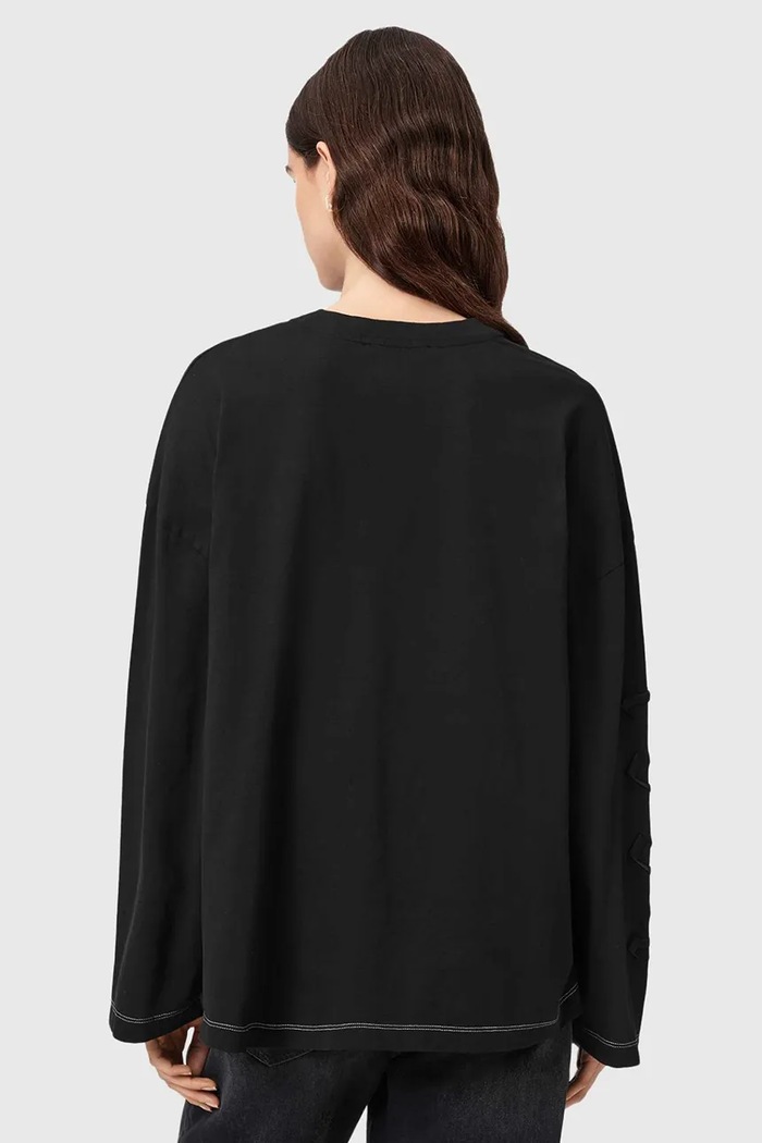 AllSaints Longsleeve damski bawełniany UNRULY SUSIE LS TEE W028JF czarny AW26
