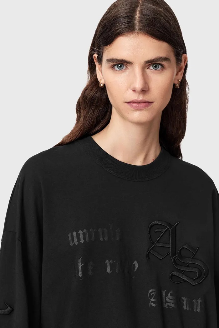 Longsleeve damski bawełniany UNRULY SUSIE LS TEE AllSaints W028JF czarny