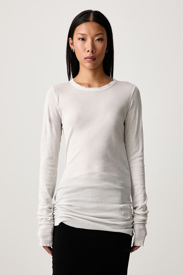 Rick Owens DRKSHDW Majica dugih rukava ženska pamučna Basic bež DS02F6217.BH