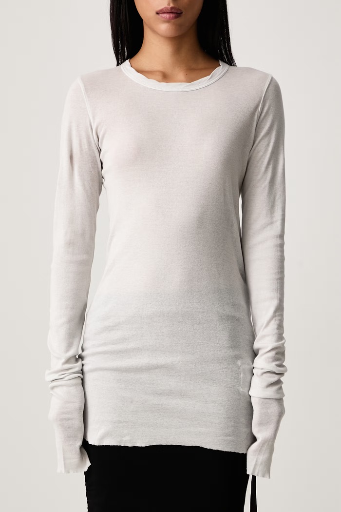 Majica dugih rukava ženska pamučna Basic Rick Owens DRKSHDW bež DS02F6217.BH