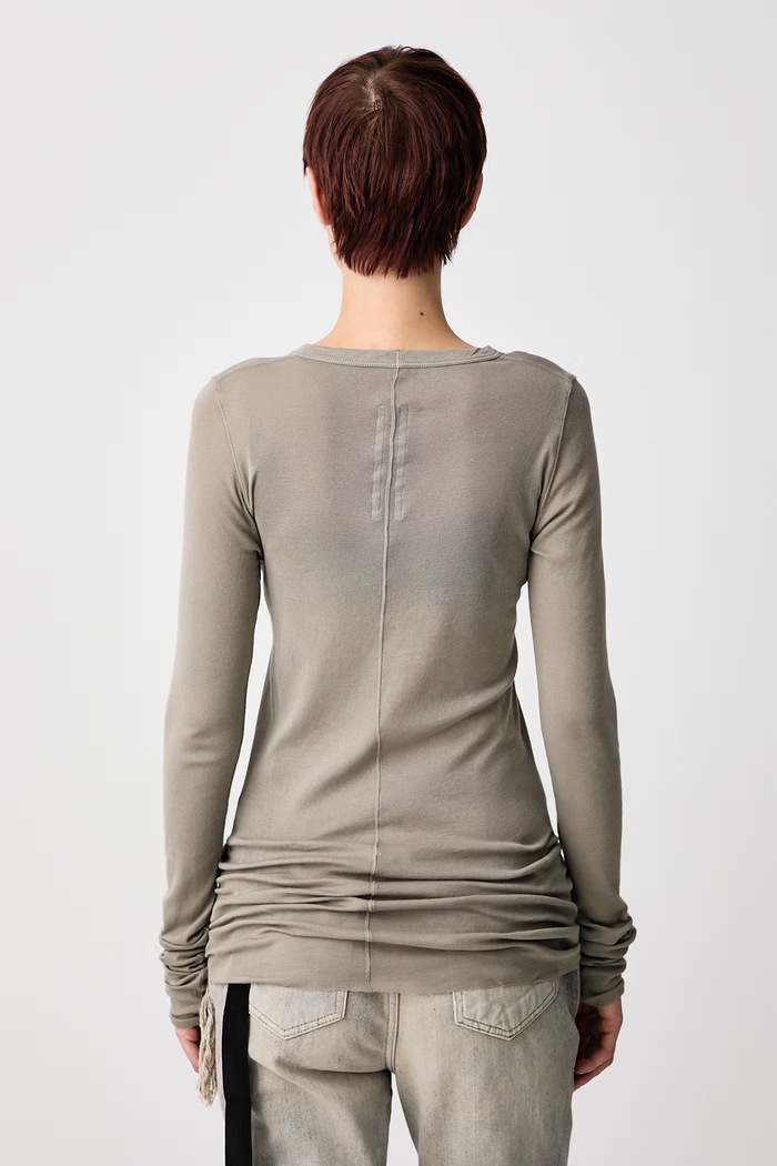 Odjeća Rick Owens DRKSHDW Majica dugih rukava ženska pamučna Basic DS02F6217.BH siva