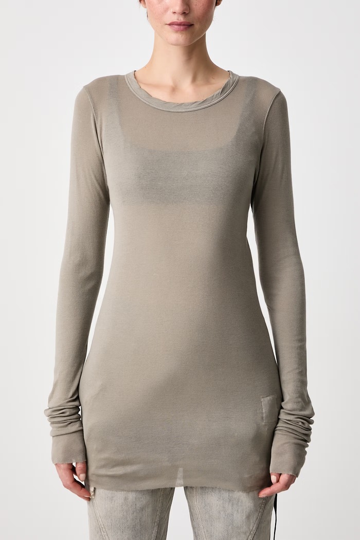 Majica dugih rukava ženska pamučna Basic Rick Owens DRKSHDW siva DS02F6217.BH