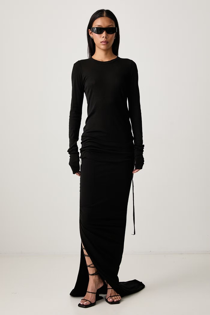 Rick Owens DRKSHDW Μακρυμάνικο γυναικείο βαμβακερό Basic DS02F6217.BH μαύρο AW26