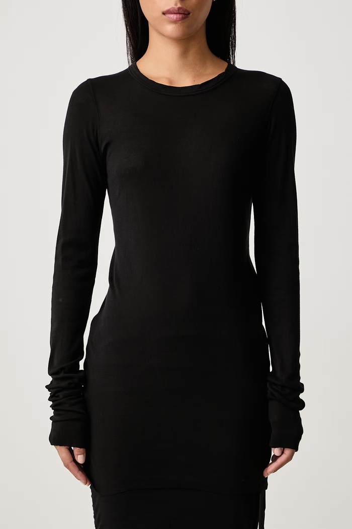 Majica dugih rukava za žene od pamuka Basic Rick Owens DRKSHDW crna DS02F6217.BH