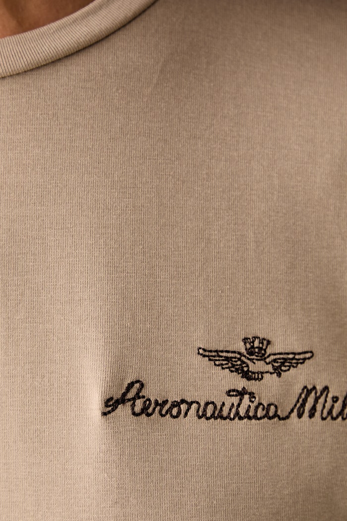 Longsleeve damski z bawełną Aeronautica Militare beżowy TS2549DJ00747