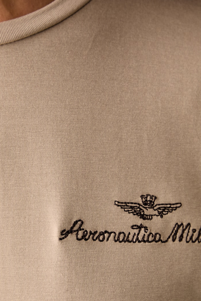 Longsleeve damski z bawełną Aeronautica Militare beżowy TS2549DJ00747