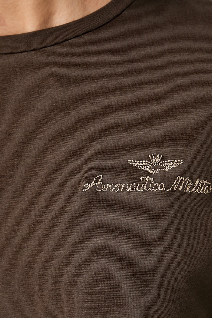 Aeronautica Militare longsleeve damski z bawełną TS2549DJ00747 brązowy