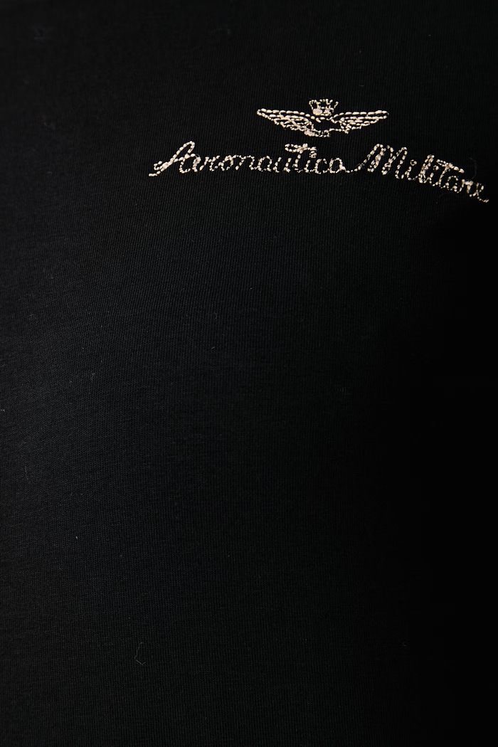 Longsleeve damski z bawełną Aeronautica Militare czarny TS2549DJ00747