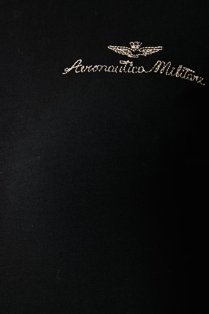 Longsleeve damski z bawełną Aeronautica Militare czarny TS2549DJ00747