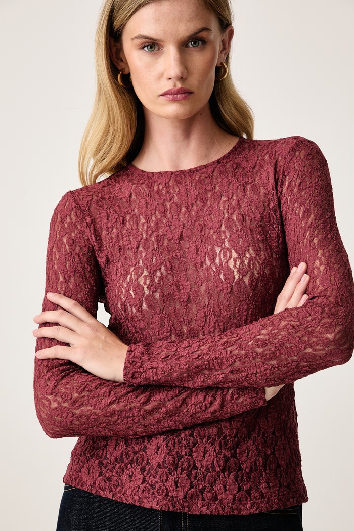 Marella bluza za žene s čipkom Emme by Marella bordo 2625976041200
