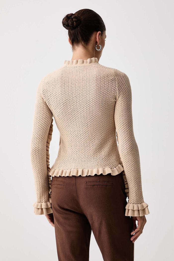 Odzież Marella Sweter damski z bawełną MLLMULINO 2623366061200 beżowy