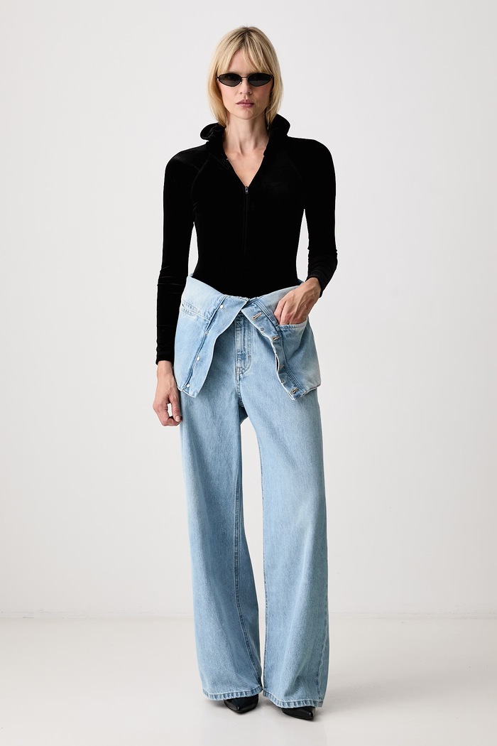 Vetements body damskie welurowe gładkie WH27BO115B czarny AW26