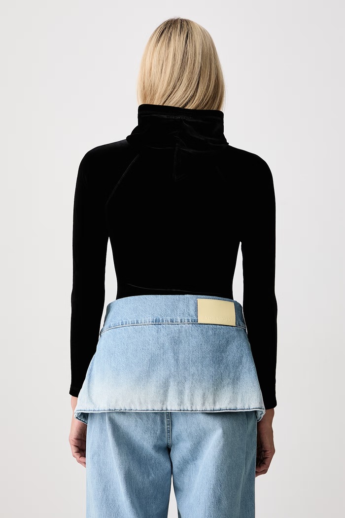 Odzież Vetements body damskie welurowe gładkie WH27BO115B czarny