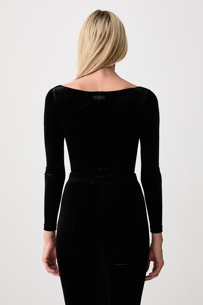 Odzież Vetements body damskie welurowe gładkie WH27BO116B czarny
