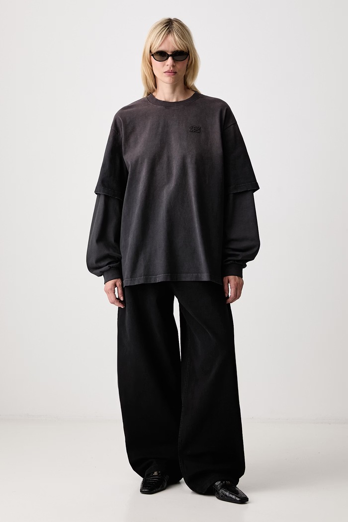 GANNI longsleeve damski bawełniany A1050044 szary AW26