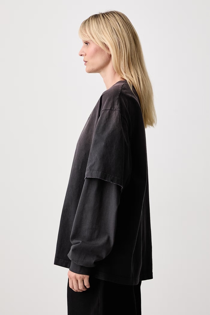 GANNI longsleeve damski bawełniany szary A1050044