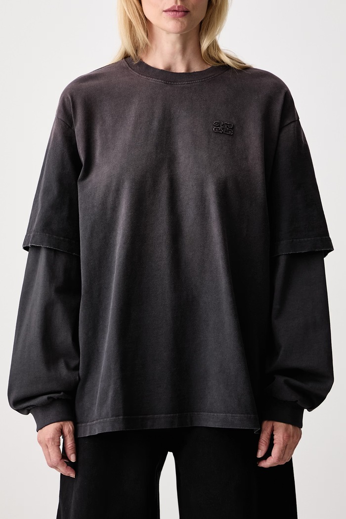 GANNI longsleeve damski bawełniany A1050044 szary