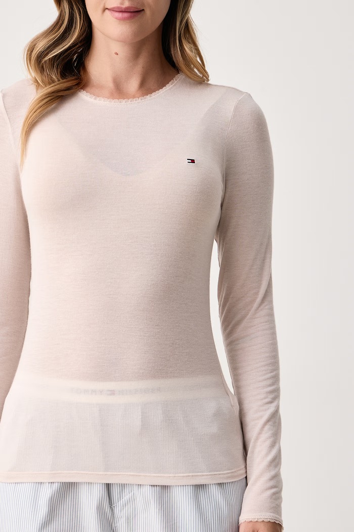 Odzież Tommy Hilfiger Longsleeve damski z dodatkiem kaszmiru UW0UW06611 beżowy