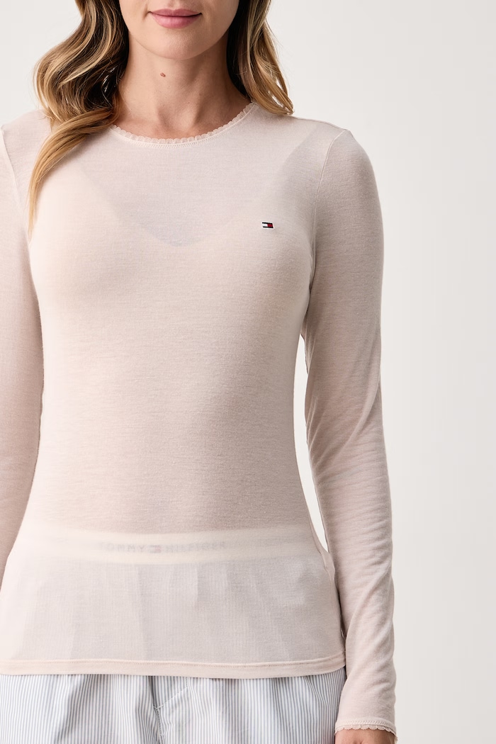 Odzież Tommy Hilfiger Longsleeve damski z dodatkiem kaszmiru UW0UW06611 beżowy