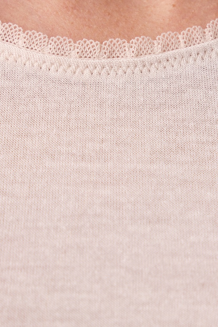 Longsleeve damski z dodatkiem kaszmiru Tommy Hilfiger UW0UW06611 beżowy
