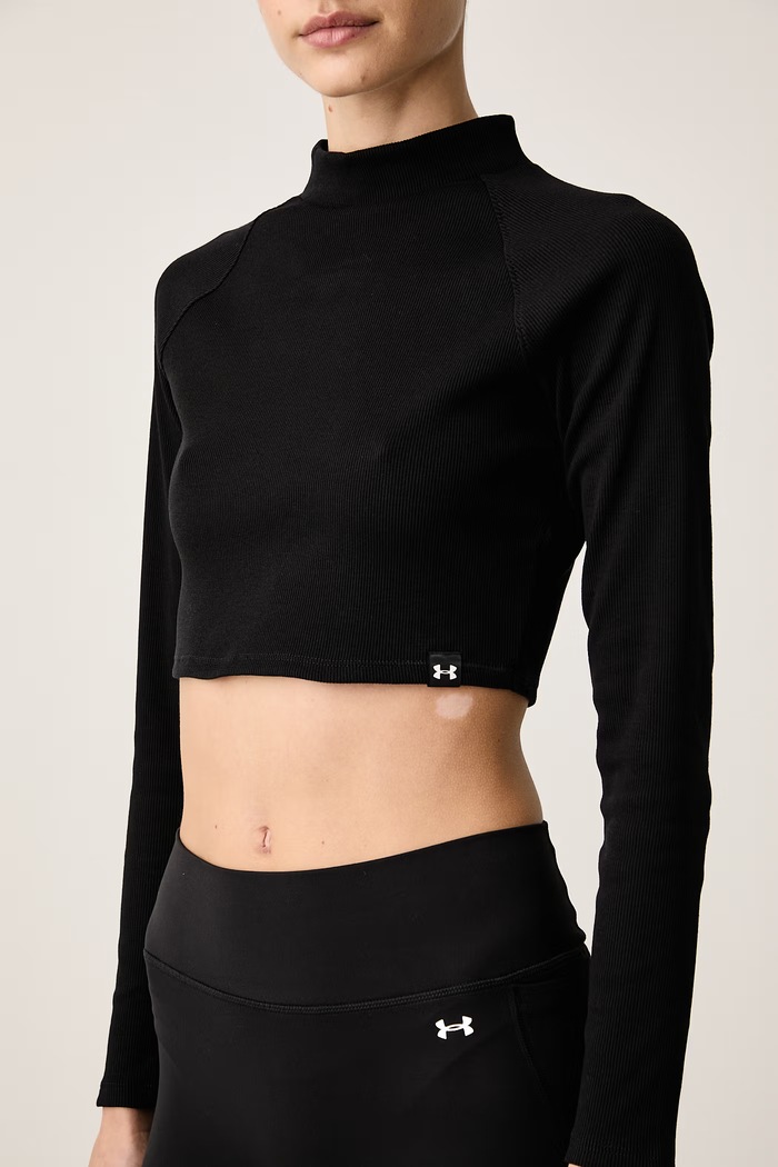 Longsleeve damski z bawełną RIV RIB MOCK Under Armour 6014795 czarny