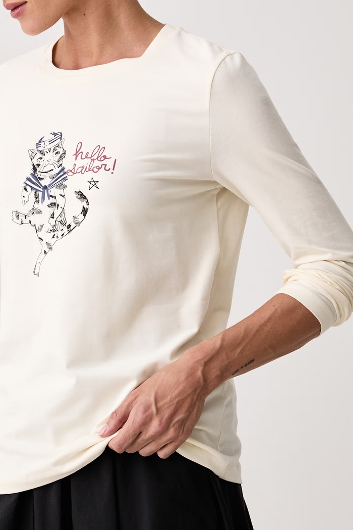 Longsleeve damski z bawełną WKDVICINO Weekend Max Mara 2625946052600 beżowy