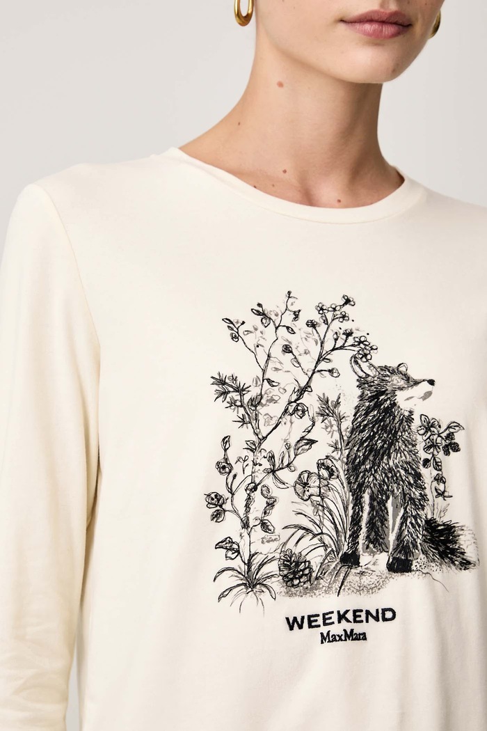Longsleeve damski bawełniany z elastanem WKDCESTINO Weekend Max Mara 2625946042600 beżowy