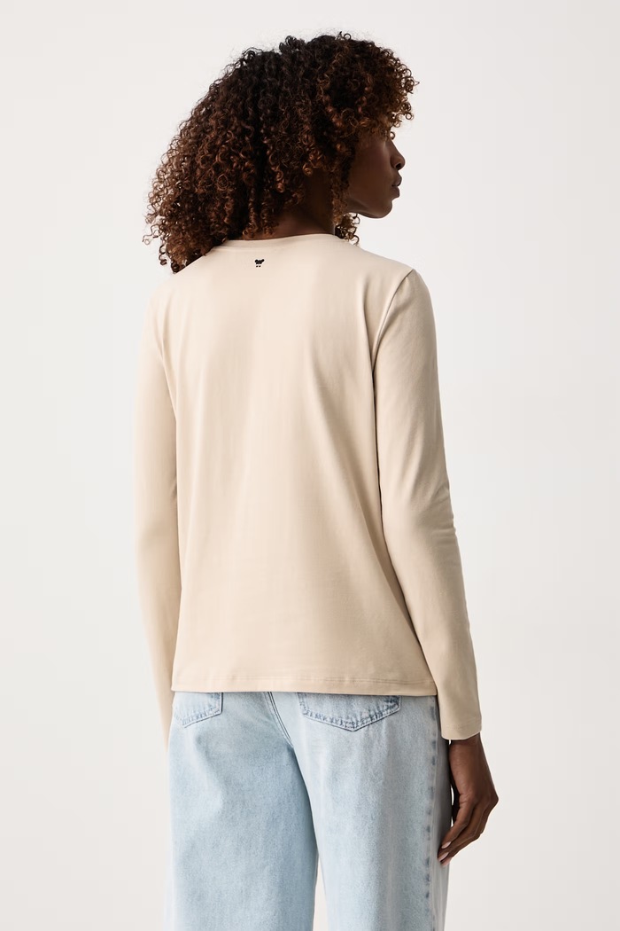 Odzież Weekend Max Mara Longsleeve damski bawełniany z elastanem WKDCESTINO 2625946042600 beżowy