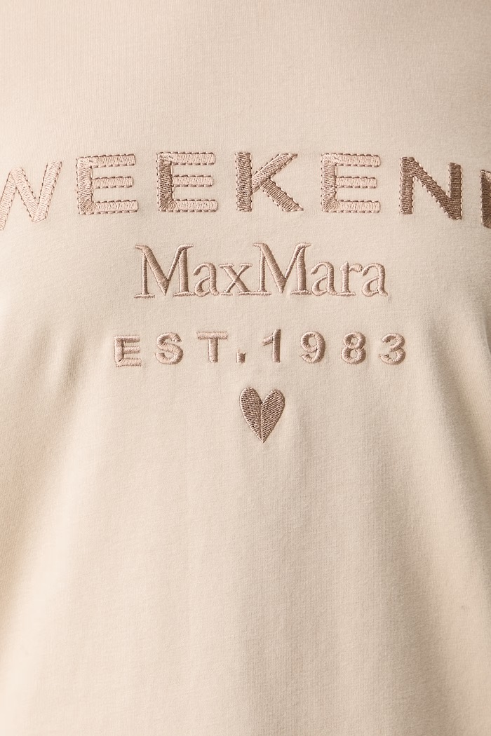 Longsleeve damski bawełniany z elastanem WKDCESTINO Weekend Max Mara beżowy 2625946042600