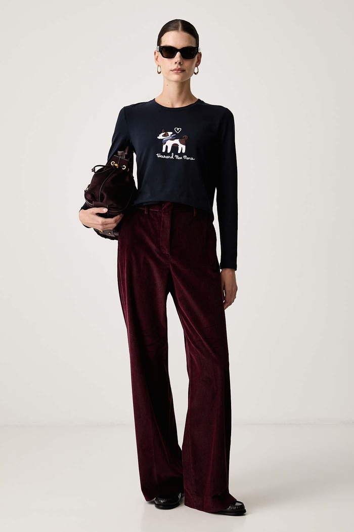 Weekend Max Mara Longsleeve damski bawełniany z elastanem WKDCESTINO 2625946042600 granatowy AW26